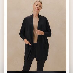 Pact Women’s Airplane Wrap Black Organic Cotton Open-Front Cardigan, Size XS/S